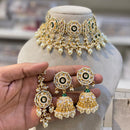 Hira Collections Luxury Kundan Stone Pearl And Beads Meenakari Choker Necklace Set