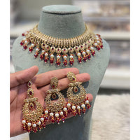 Hira Collections Royal Pota Stone Pearl And Beads Necklace Set
