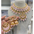 Hira Collections Luxury Kundan Stone Pearl And Beads Meenakari Choker Necklace Set