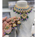 Hira Collections Luxury Kundan Stone Pearl And Beads Meenakari Choker Necklace Set