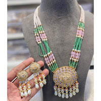 Hira Collections Luxury Pota Stone Pearl And Beads Meenakari Long Necklace Set
