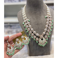 Hira Collections Luxury Kundan Stone Pearl And Beads Meenakari Long Necklace Set