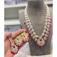 Hira Collections Luxury Kundan Stone Pearl And Beads Meenakari Long Necklace Set