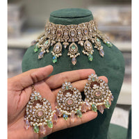 Hira Collections Luxury Kundan Stone Pearl And Beads Choker Necklace Set