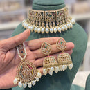 Hira Collections Royal Crystal Stone Pearl And Beads Choker Necklace Set