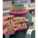 Hira Collections Royal Crystal Stone Pearl And Beads Choker Necklace Set