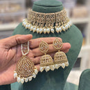 Hira Collections Royal Crystal Stone Pearl And Beads Choker Necklace Set