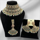 Hira Collections Royal Crystal Stone Pearl And Beads Choker Necklace Set