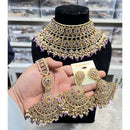 Hira Collections Royal Crystal Stone Pearl And Beads Choker Necklace Set