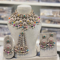 Hira Collections Luxury Kundan Stone Pearl And Beads Choker Necklace Set