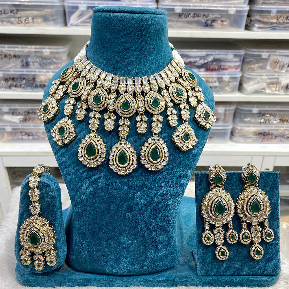 Hira Collections Luxury Kundan Stone Pearl And Beads Choker Necklace Set