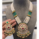 Hira Collections Luxury Kundan Stone Pearl And Beads Meenakari Long Necklace Set 
