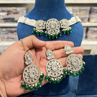 Hira Collections Designer Kundan Stone And Beads Choker Necklace Set