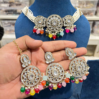 Hira Collections Designer Kundan Stone And Beads Choker Necklace Set
