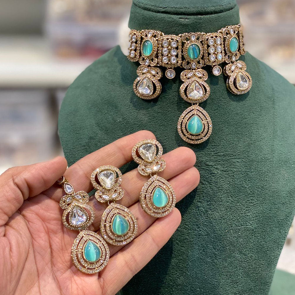 Hira Collections Designer Kundan Stone And Beads Choker Necklace Set