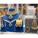 Hira Collections Designer Kundan Stone And Beads Semi Bridal Necklace Set