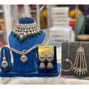 Hira Collections Designer Kundan Stone And Beads Semi Bridal Necklace Set