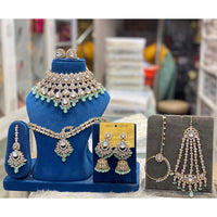 Hira Collections Designer Kundan Stone And Beads Semi Bridal Necklace Set