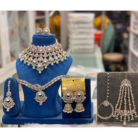 Hira Collections Designer Kundan Stone And Beads Semi Bridal Necklace Set
