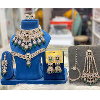 Hira Collections Designer Kundan Stone And Beads Semi Bridal Necklace Set