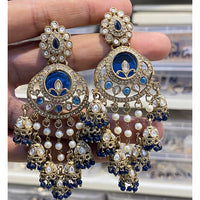 Hira Collections Designer Pota Stone And Pearl Statement Jhumki Earrings