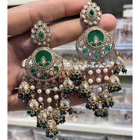 Hira Collections Designer Pota Stone And Pearl Statement Jhumki Earrings