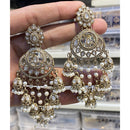Hira Collections Designer Pota Stone And Pearl Statement Jhumki Earrings
