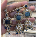 Hira Collections Designer Pota Stone And Beads Jhumki Earrings With Maangtikka