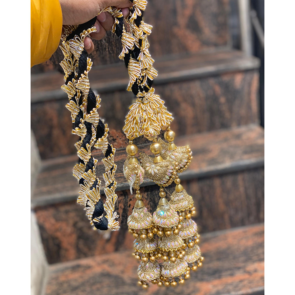 Hira Collections Royal Crystal Pearl Designer Latkan Tassel Hair Jewelry