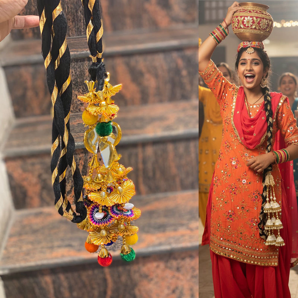 Hira Collections Royal Mirror Designer Latkan Tassel Hair Jewelry