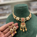 Hira Collections Royal Pota Stone Pearl Meenakari Necklace Set
