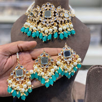 Hira Collections Kundan Stone And Beads Designer Choker Necklace Set