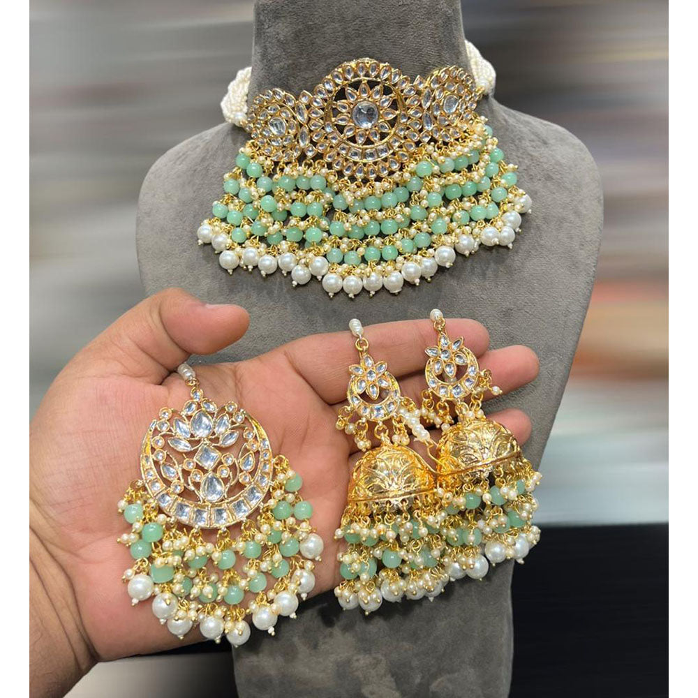 Hira Collections Kundan Stone And Beads Designer Choker Necklace Set