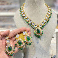 Hira Collections Kundan Stone And Pearl Designer Necklace Set