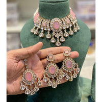 Hira Collections Kundan Stone And Pearl Designer Choker Necklace Set