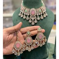 Hira Collections Kundan Stone And Pearl Designer Choker Necklace Set