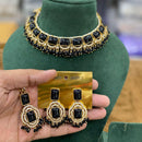 Hira Collections Elegant Pota Stone And Austrian Stone Pearl Choker Necklace Set 