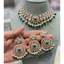 Hira Collections Elegant Pota Stone And Austrian Stone Pearl Choker Necklace Set
