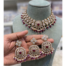 Hira Collections Elegant Pota Stone And Austrian Stone Pearl Choker Necklace Set