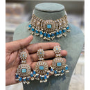Hira Collections Elegant Pota Stone And Austrian Stone Pearl Choker Necklace Set
