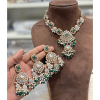 Hira Collections Elegant Pota Stone And Austrian Stone Pearl Necklace Set
