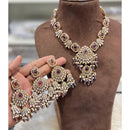 Hira Collections Elegant Pota Stone And Austrian Stone Pearl Necklace Set