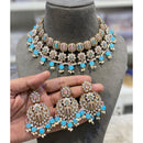 Hira Collections Elegant Pota Stone And Austrian Stone Pearl Choker Necklace Set 