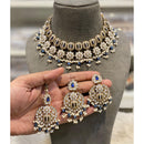 Hira Collections Elegant Pota Stone And Austrian Stone Pearl Choker Necklace Set