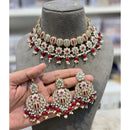 Hira Collections Elegant Pota Stone And Austrian Stone Pearl Choker Necklace Set