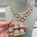 Hira Collections Elegant Pota Stone And Austrian Stone Pearl Necklace Set 