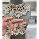 Hira Collections Elegant Pota Stone And Austrian Stone Pearl Choker Necklace Set 