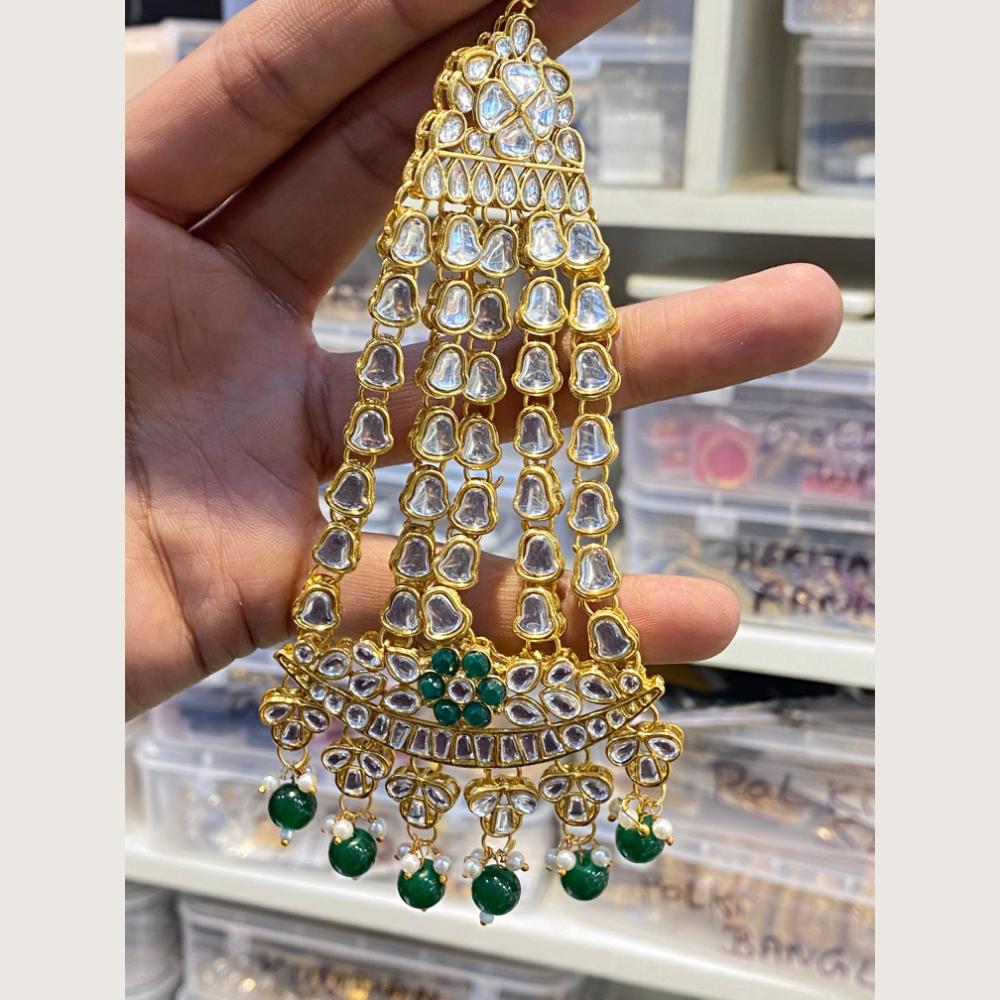 Hira Collections Mughal Style Kundan And Pearl Passa for Women