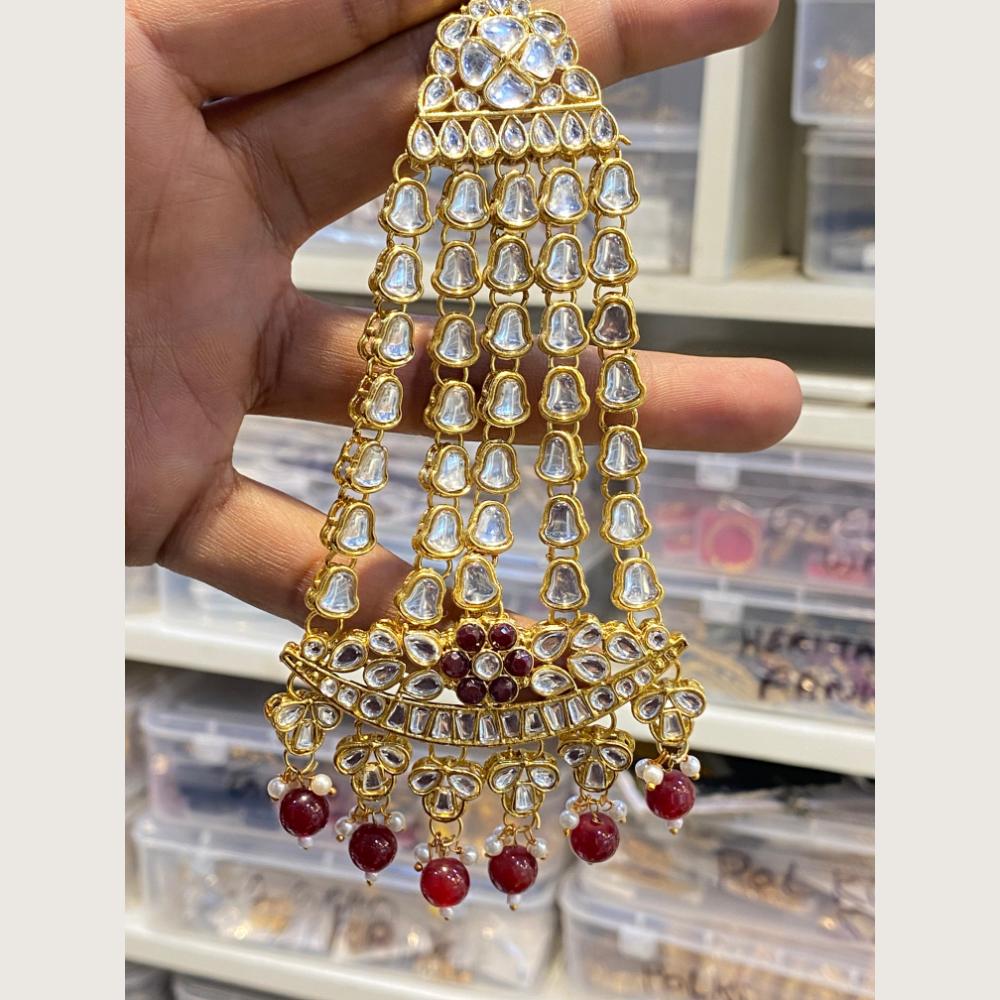 Hira Collections Mughal Style Kundan And Pearl Passa for Women