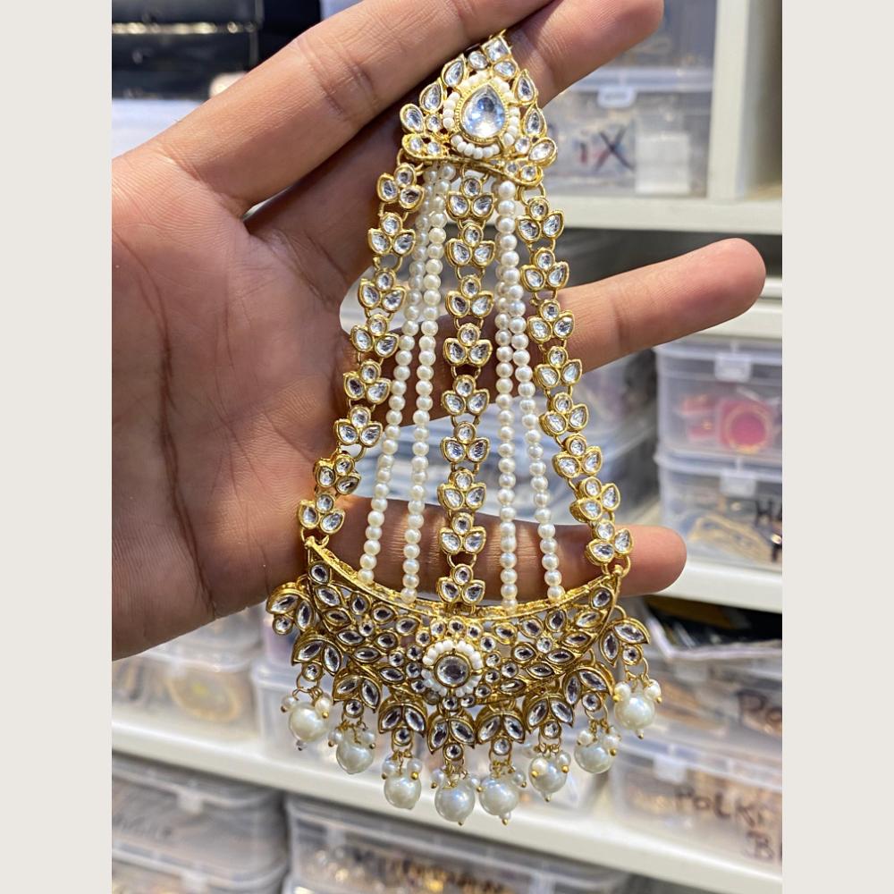 Hira Collections Mughal Style Kundan And Pearl Passa for Women